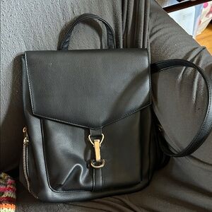 Elegant Black Leather Backpack